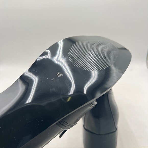 miss left Black Low Chunky Heels Pumps Closed Square Toe Slip On Loafers - Picture 6 of 8